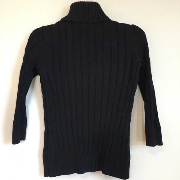 Studio Works Petite Black Turtle Neck Cable Knit Sweater - Picture 2 of 15